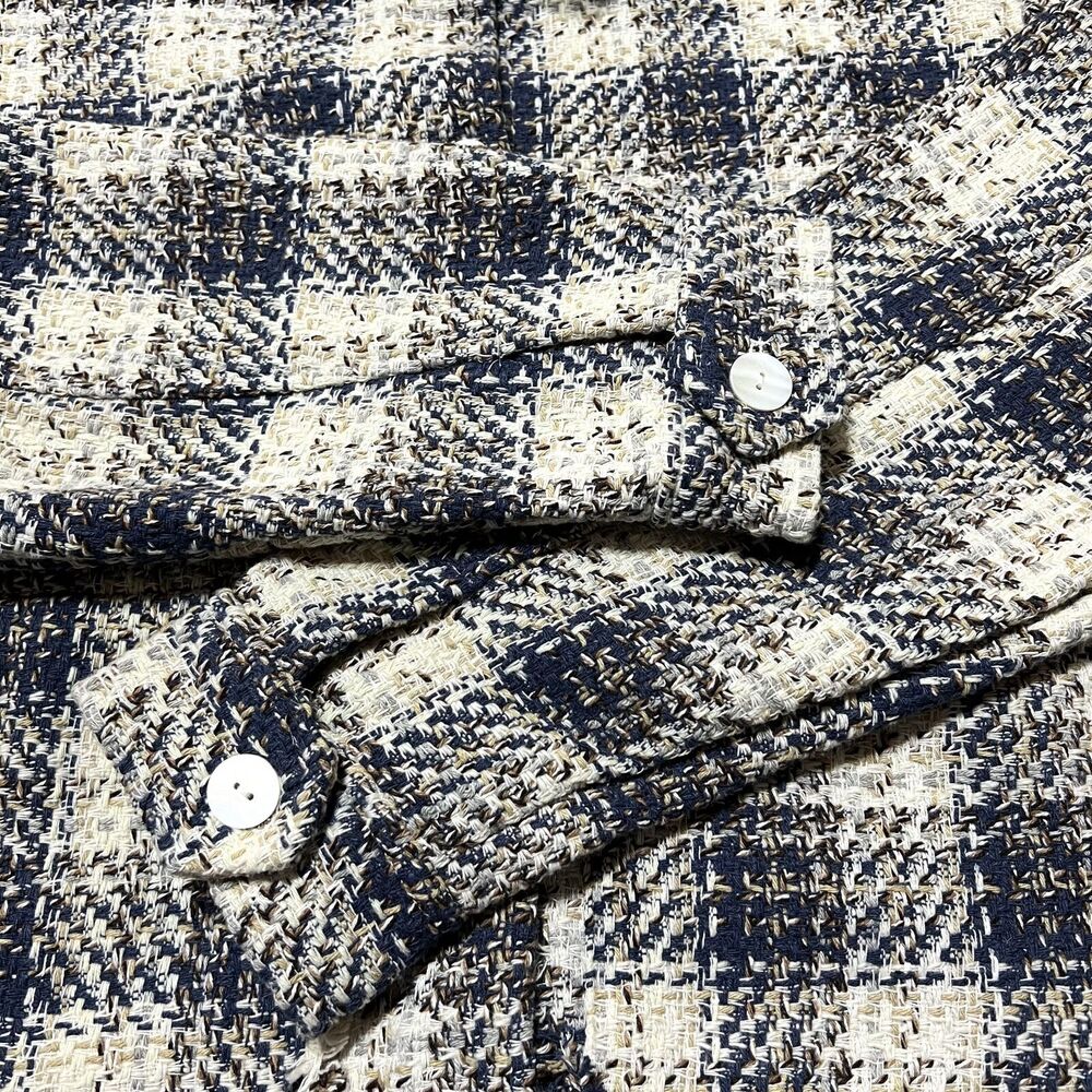 Blank NYC Once In A Lifetime Cropped Tweed Shacket Jacket Large Plaid Blue NWT - Picture 13 of 16